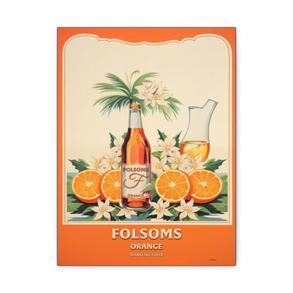 "Vintage Folsom's Orange Sparkling Cider Poster - Matte Canvas Stretched Wall Art" Matte Canvas, Stretched, 1.25"