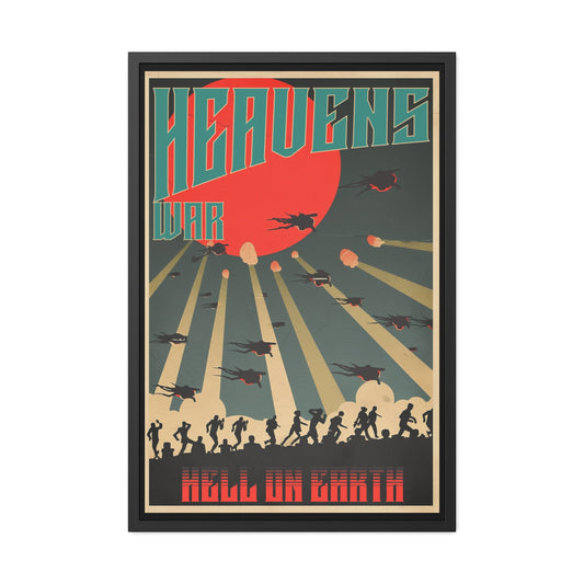 Vintage Sci-Fi Poster - 'Heavens War: Hell on Earth' Dystopian Artwork Framed Posters