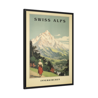 "Swiss Alps Innerkirchen Vintage Travel Poster | Matte Canvas with Black Frame"