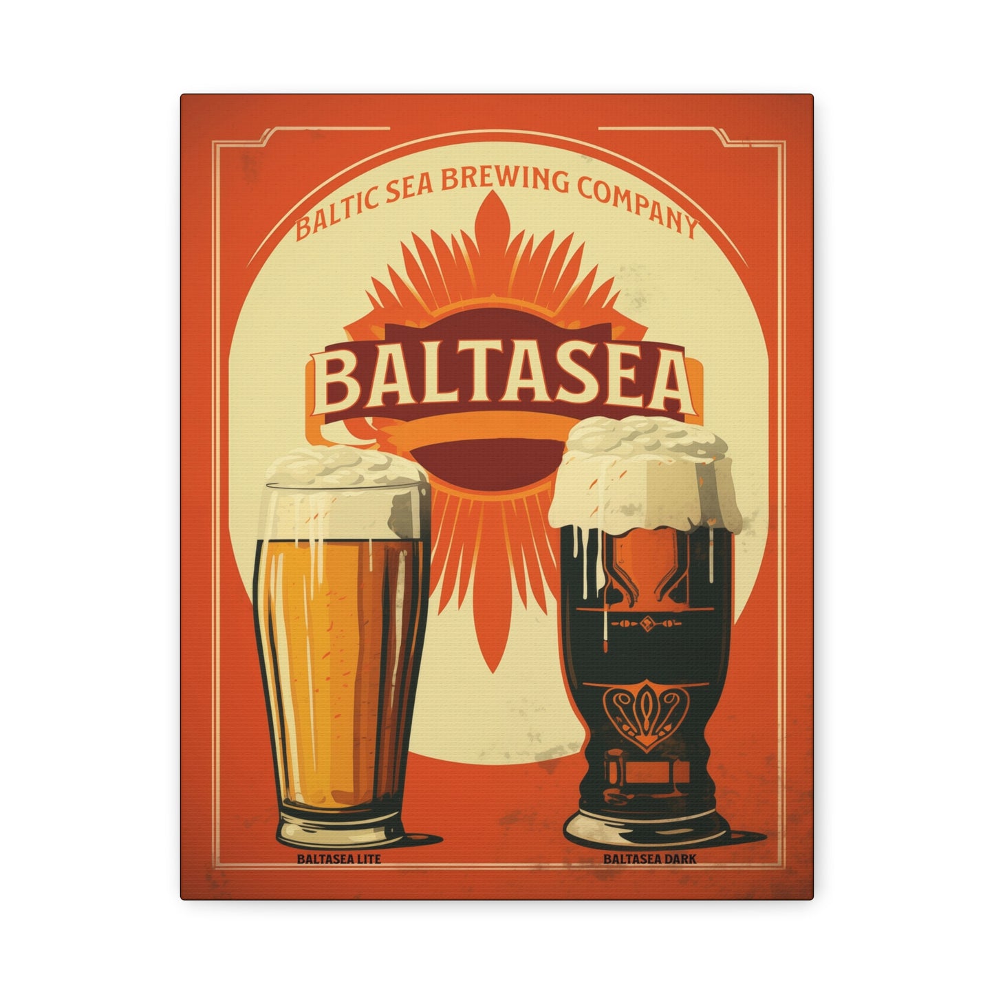 "Vintage Baltasea Brewing Poster - Baltic Sea Brewing Company Frameless Stretched Matte Canvas" Matte Canvas, Stretched, 1.25"