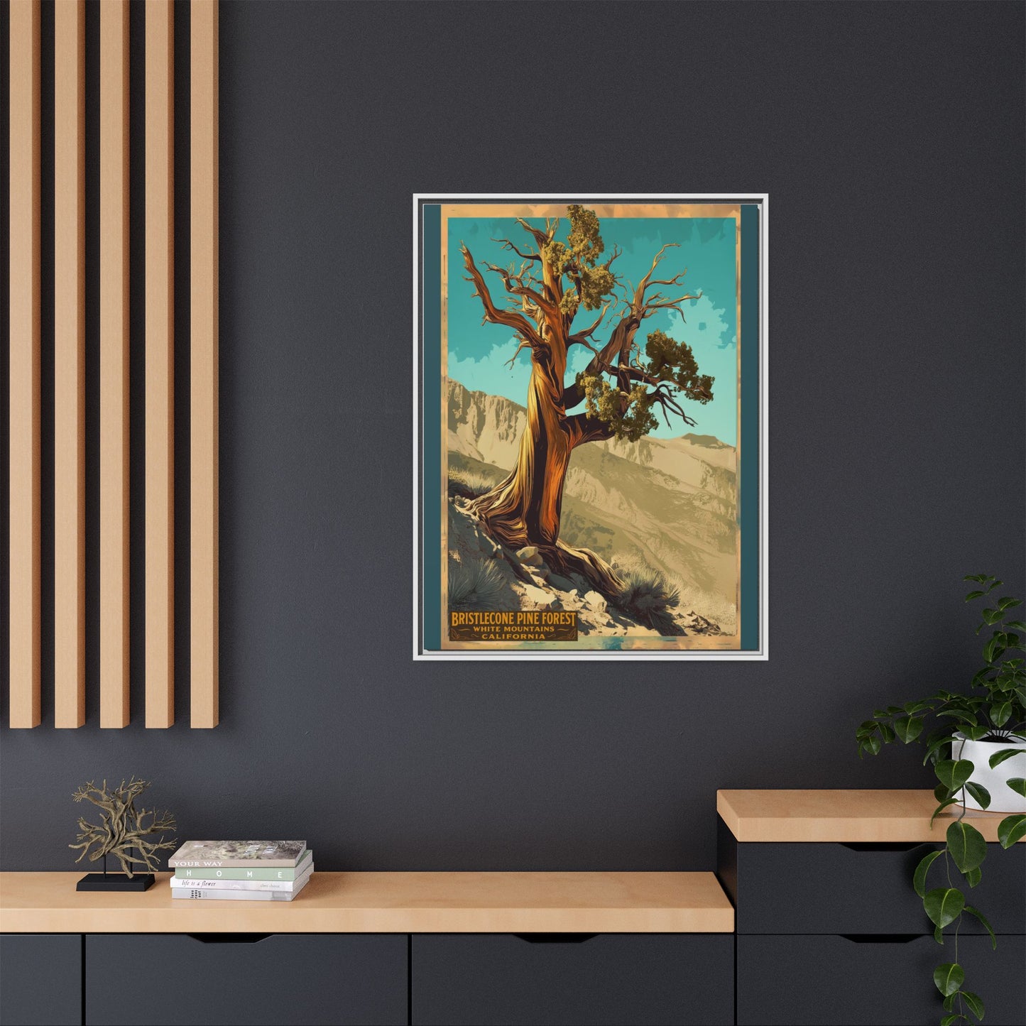 Bristlecone Pine Forest Framed Canvas Print — Vintage National Park Travel Poster