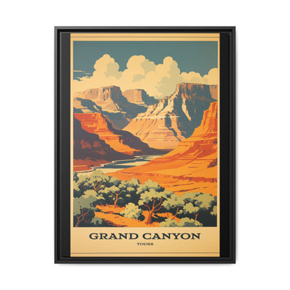 "Vintage Grand Canyon Tours Poster - Matte Canvas Wall Art with Black Frame" Matte Canvas, Black Frame