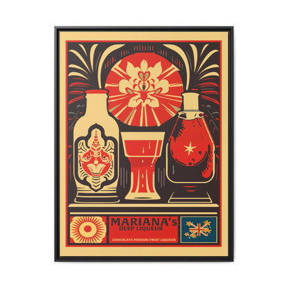 "Vintage Mariana's Chocolate Passion Fruit Liqueur Poster - Matte Canvas Wall Art with Black Frame" Matte Canvas, Black Frame