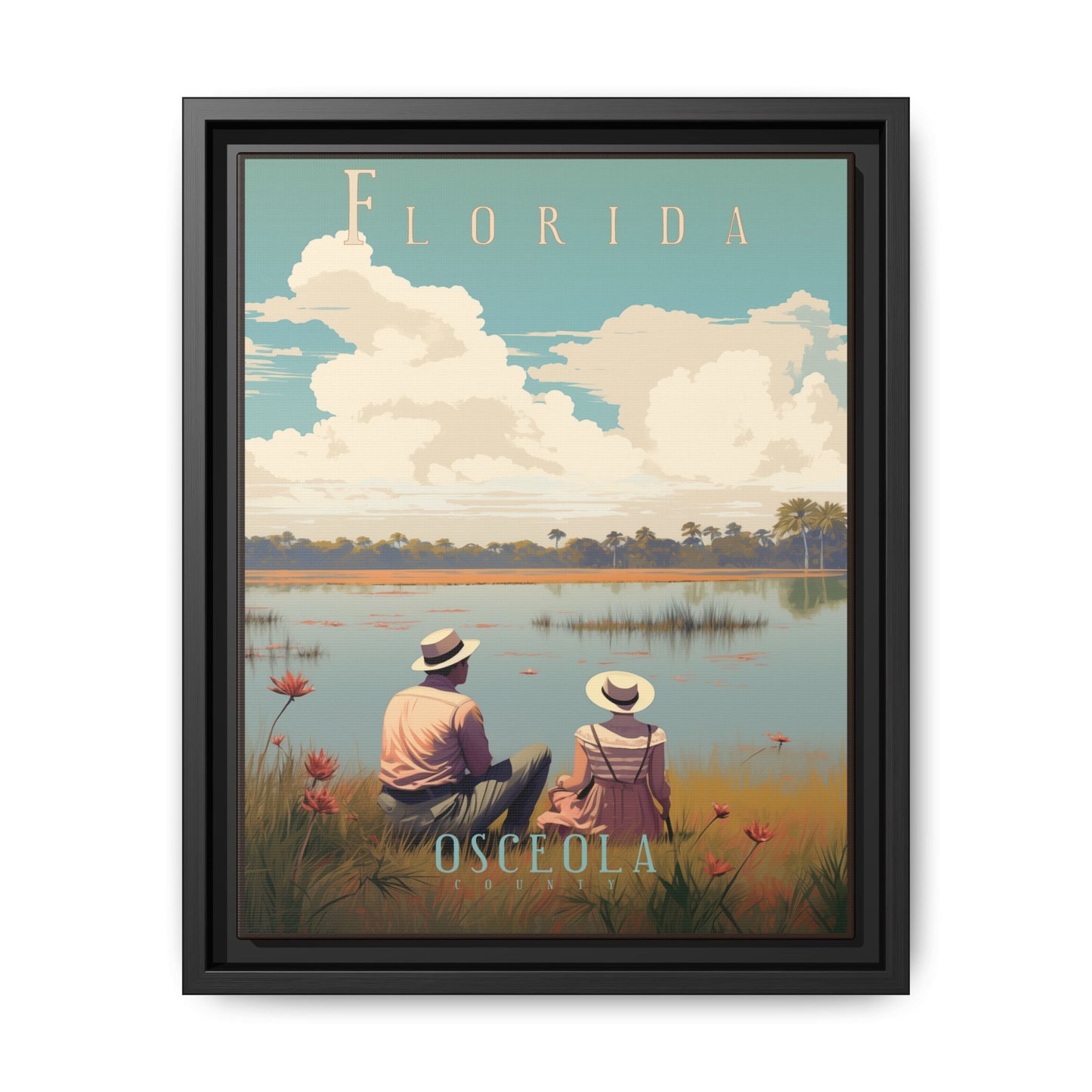 "Vintage Florida Poster - Osceola County Scenic Matte Canvas Wall Art with Black Frame" Matte Canvas, Black Frame