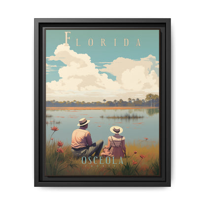 "Vintage Florida Poster - Osceola County Scenic Matte Canvas Wall Art with Black Frame" Matte Canvas, Black Frame