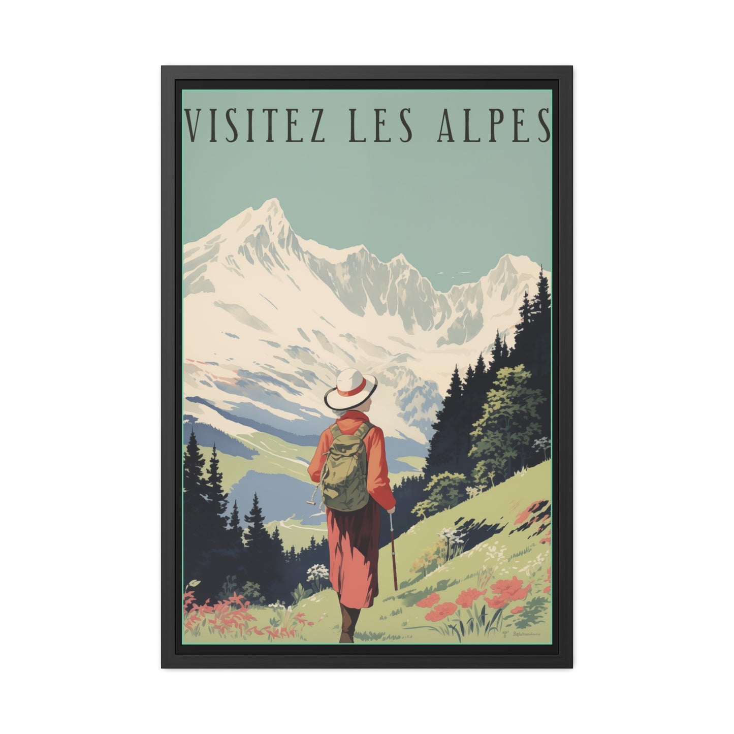 Vintage Alps Travel Poster - 'Visitez Les Alpes' (Visit the Alps) Scenic Artwork Framed Posters