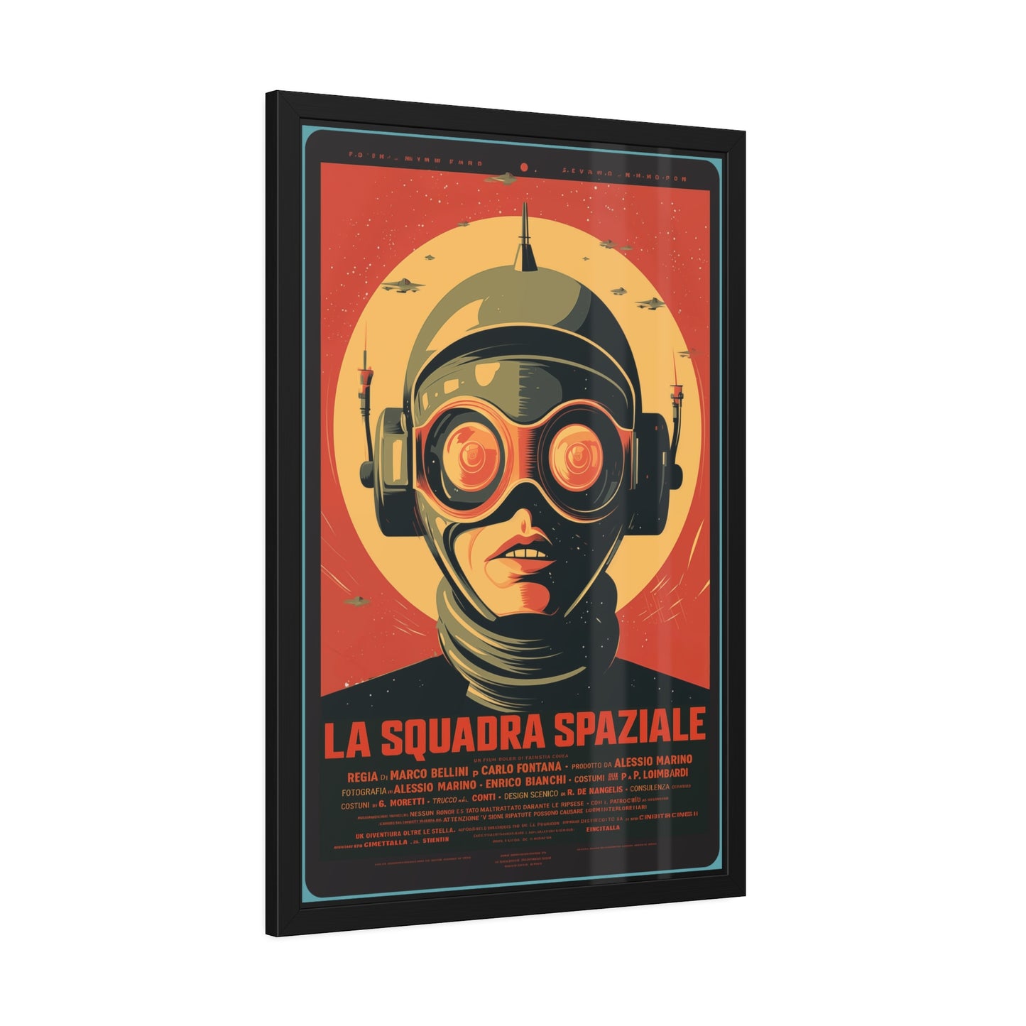 Framed Paper Poster — Retro Sci‑Fi 'La Squadra Spaziale' Wall Art