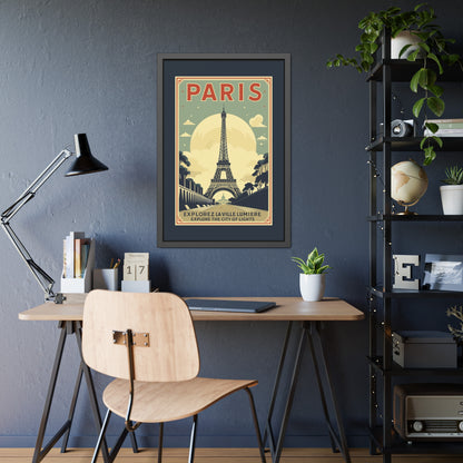 Paris Travel Poster Framed Print — Explorez La Ville Lumière Vintage Wall Art