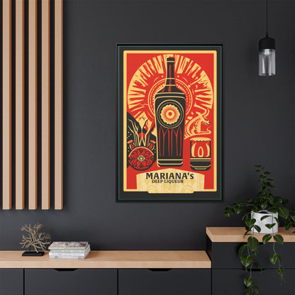 "Vintage Mariana's Deep Liqueur Artwork - Matte Canvas Wall Art with Black Frame" Matte Canvas, Black Frame
