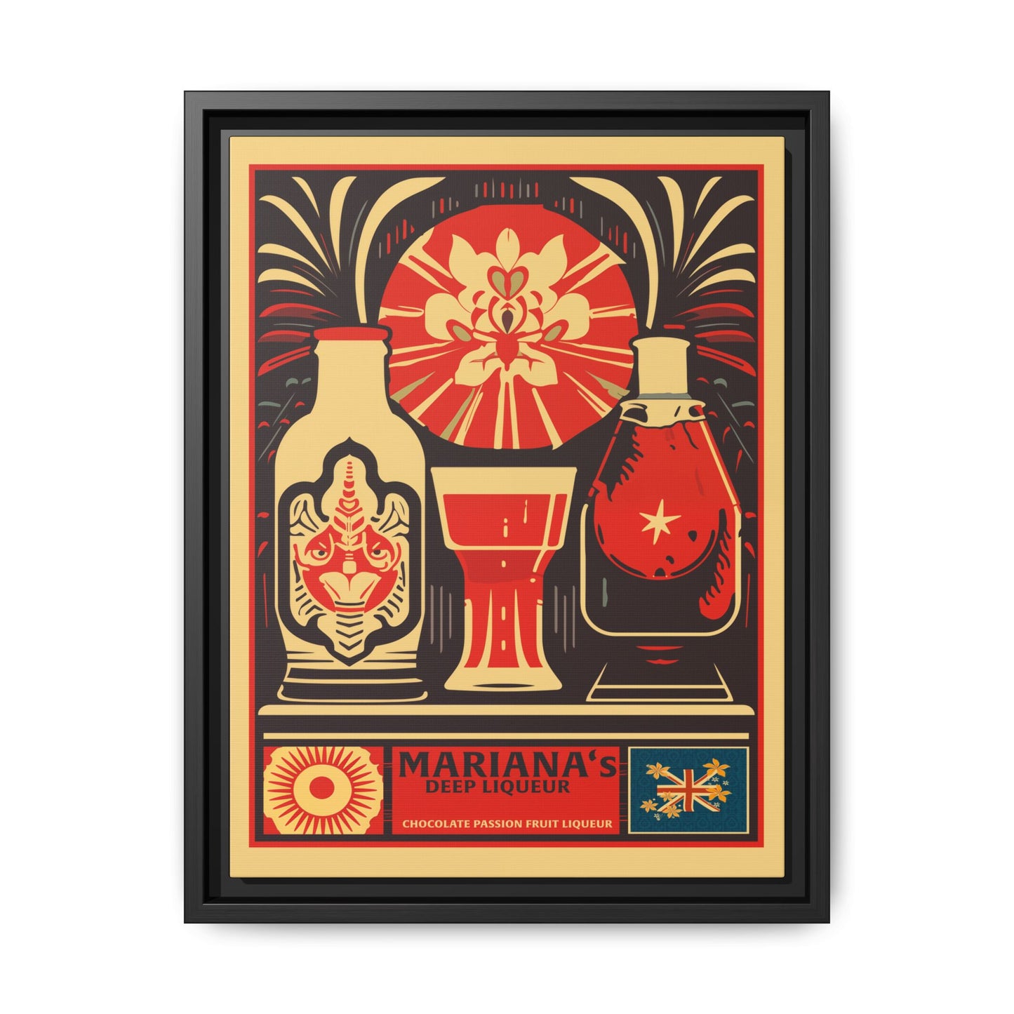 "Vintage Mariana's Chocolate Passion Fruit Liqueur Poster - Matte Canvas Wall Art with Black Frame" Matte Canvas, Black Frame