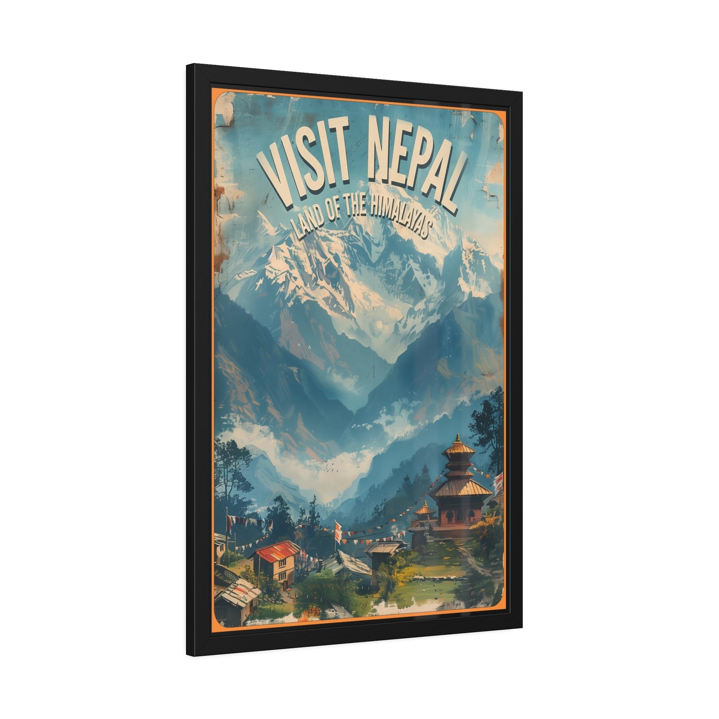 Visit Nepal Vintage Travel Poster — Framed Paper Poster