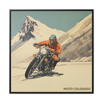 "Vintage Moto Colorado Adventure – High-Speed Motorcycle Art" Gallery Canvas Wraps, Square Frame