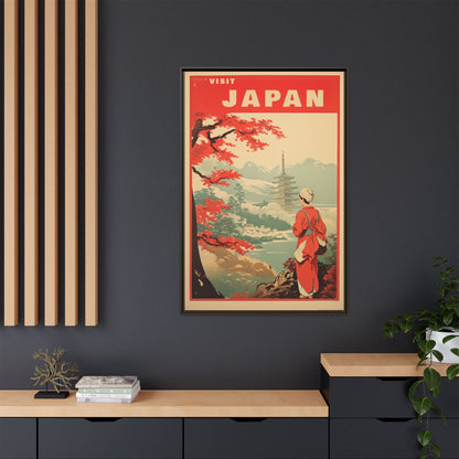 Visit Japan Vintage Travel Poster Matte Canvas Print (Framed)