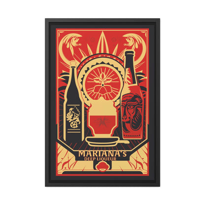 Mariana's Deep Liqueur Art Deco Poster - Vibrant Tropical Elegance Framed Posters