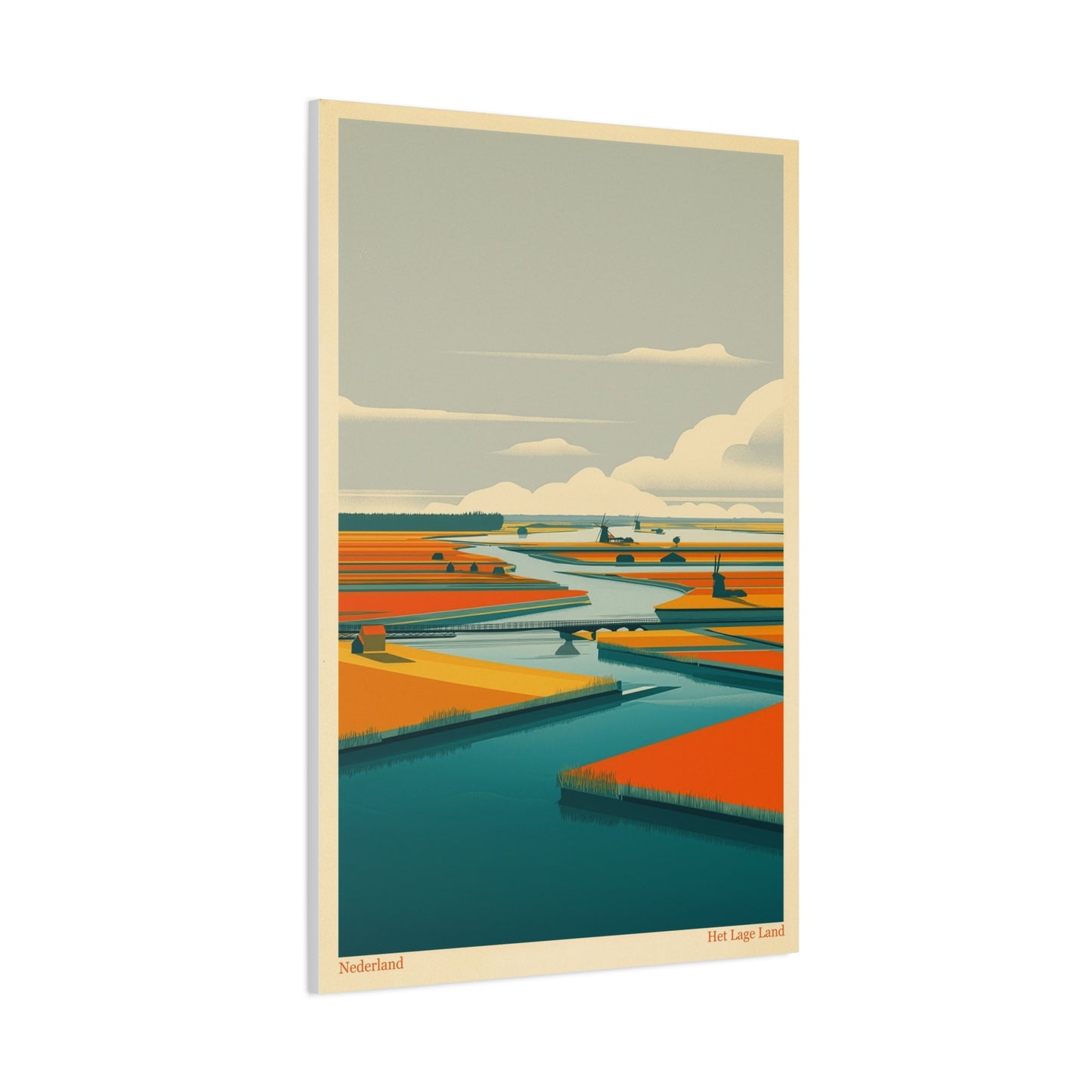 Het Lage Land Vintage Netherlands Travel Poster | Framed Canvas Print