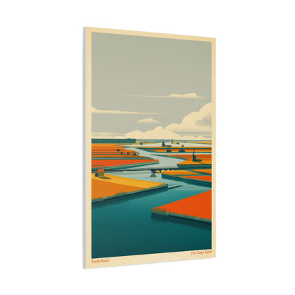 Het Lage Land Vintage Netherlands Travel Poster | Framed Canvas Print