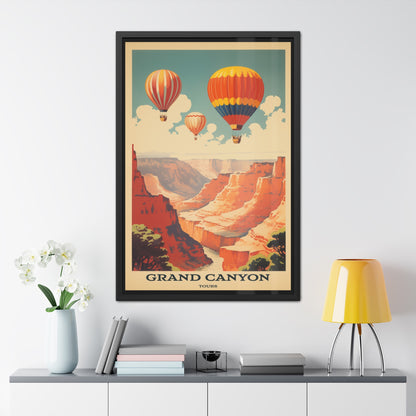 Vintage Grand Canyon Poster - Hot Air Balloon Tour Retro Travel Art Framed Posters