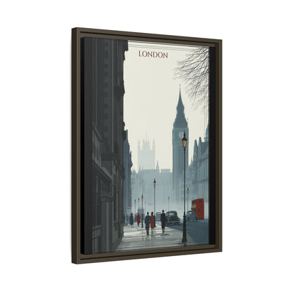 London Street Matte Canvas Print — Framed Vintage Cityscape Wall Art