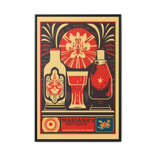 "Vintage Mariana's Chocolate Passion Fruit Liqueur Poster - Matte Canvas Wall Art with Black Frame" Matte Canvas, Black Frame
