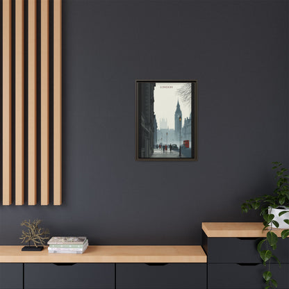 London Street Matte Canvas Print — Framed Vintage Cityscape Wall Art