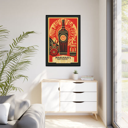 "Vintage Mariana's Deep Liqueur Artwork - Matte Canvas Wall Art with Black Frame" Matte Canvas, Black Frame