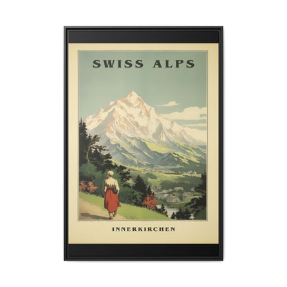 "Swiss Alps Innerkirchen Vintage Travel Poster | Matte Canvas with Black Frame"