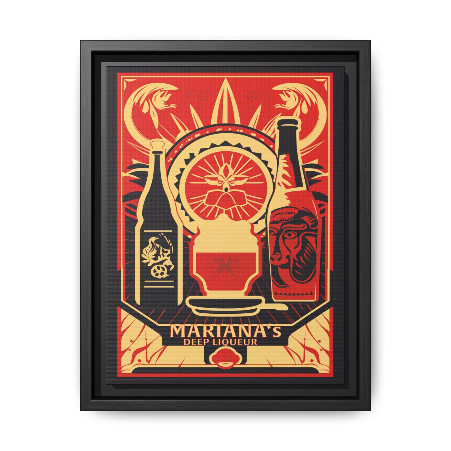 "Vintage Mariana's Deep Liqueur Poster - Matte Canvas Wall Art with Black Frame" Matte Canvas, Black Frame