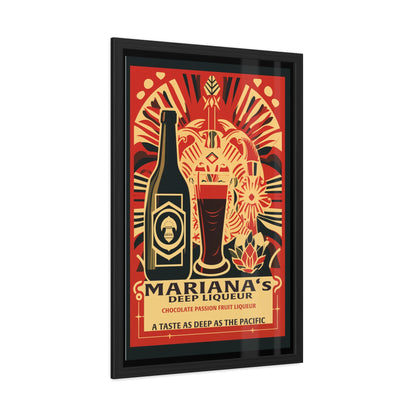 Vintage Art Deco Poster - Mariana's Deep Liqueur - Chocolate Passion Fruit Blend Framed Posters