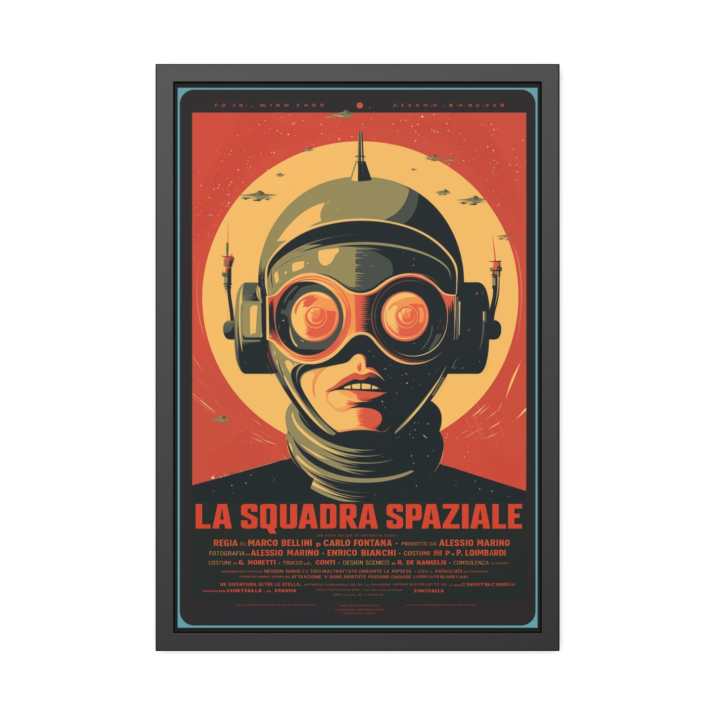 Framed Paper Poster — Retro Sci‑Fi 'La Squadra Spaziale' Wall Art