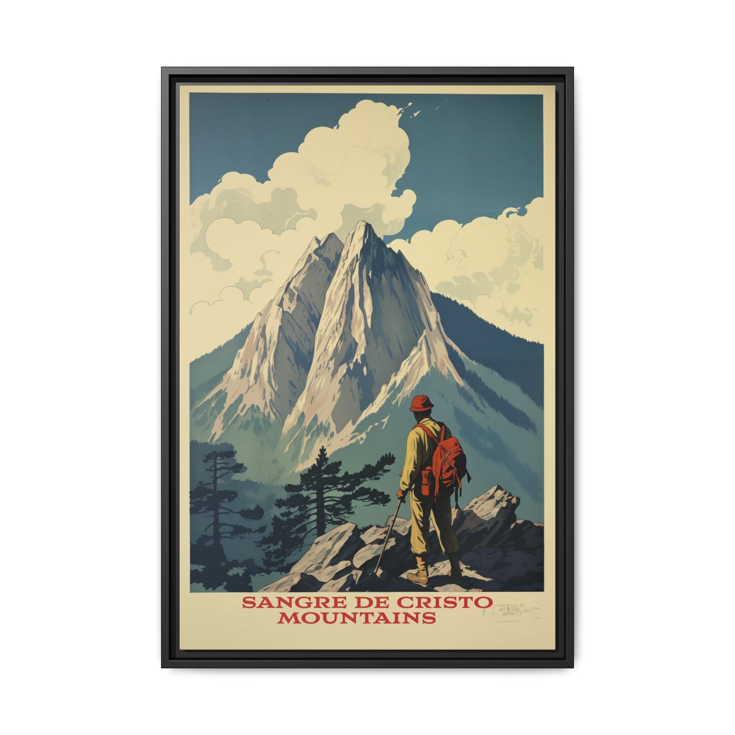 "Vintage Sangre de Cristo Mountains Poster - Matte Canvas Wall Art with Black Frame" Matte Canvas, Black Frame