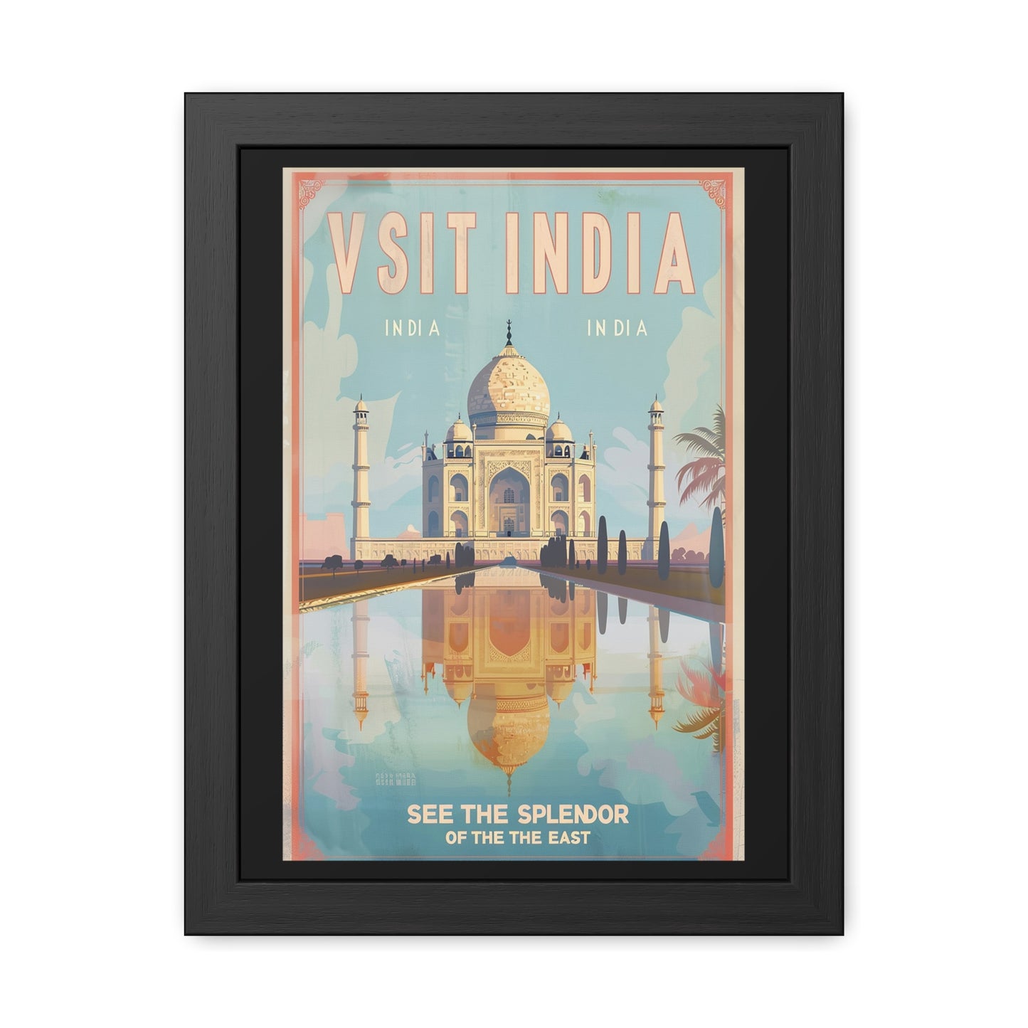 Vintage India Travel Poster — “See the Splendor of the East” | Framed Wall Art by Vintageanna