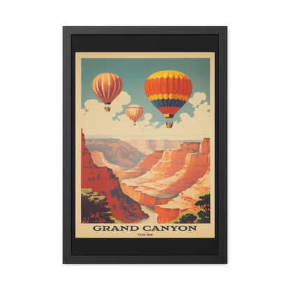 Vintage Grand Canyon Poster - Hot Air Balloon Tour Retro Travel Art Framed Posters