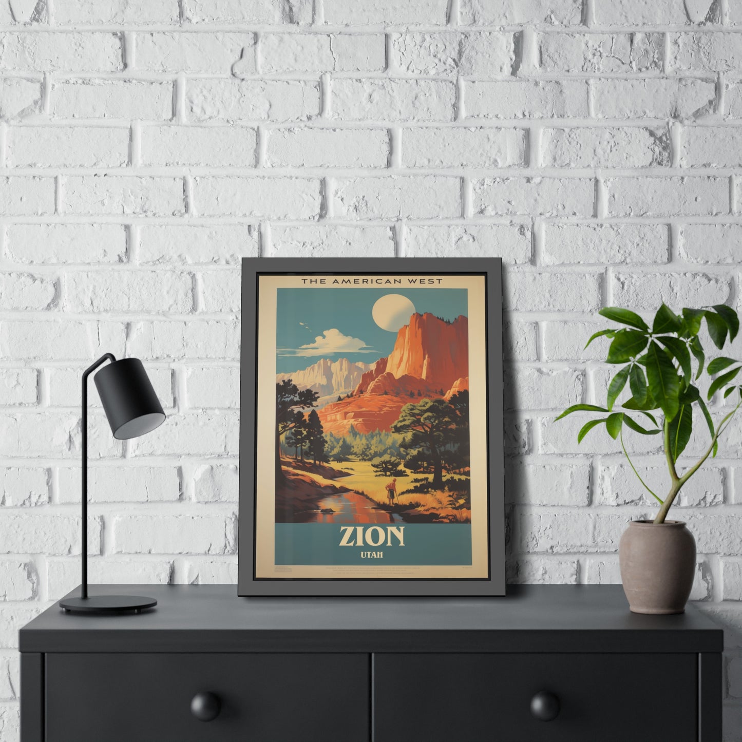 Zion National Park Vintage Travel Poster — Framed Paper Poster