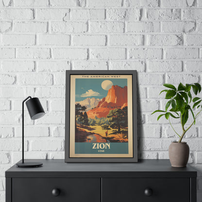 Zion National Park Vintage Travel Poster — Framed Paper Poster