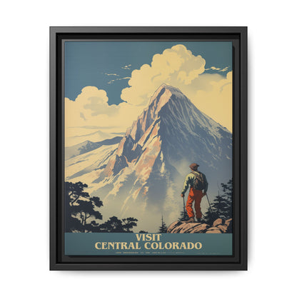 "Vintage Central Colorado Travel Poster - Matte Canvas Wall Art with Black Frame" Matte Canvas, Black Frame