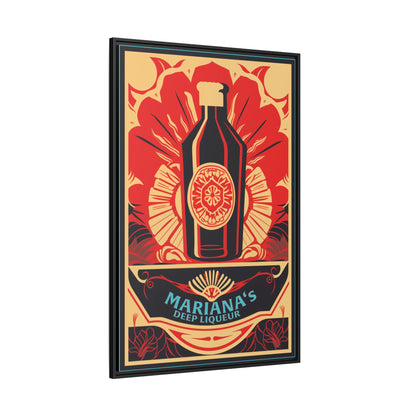 "Vintage Mariana's Deep Liqueur Bottle Poster - Matte Canvas Wall Art with Black Frame" Matte Canvas, Black Frame