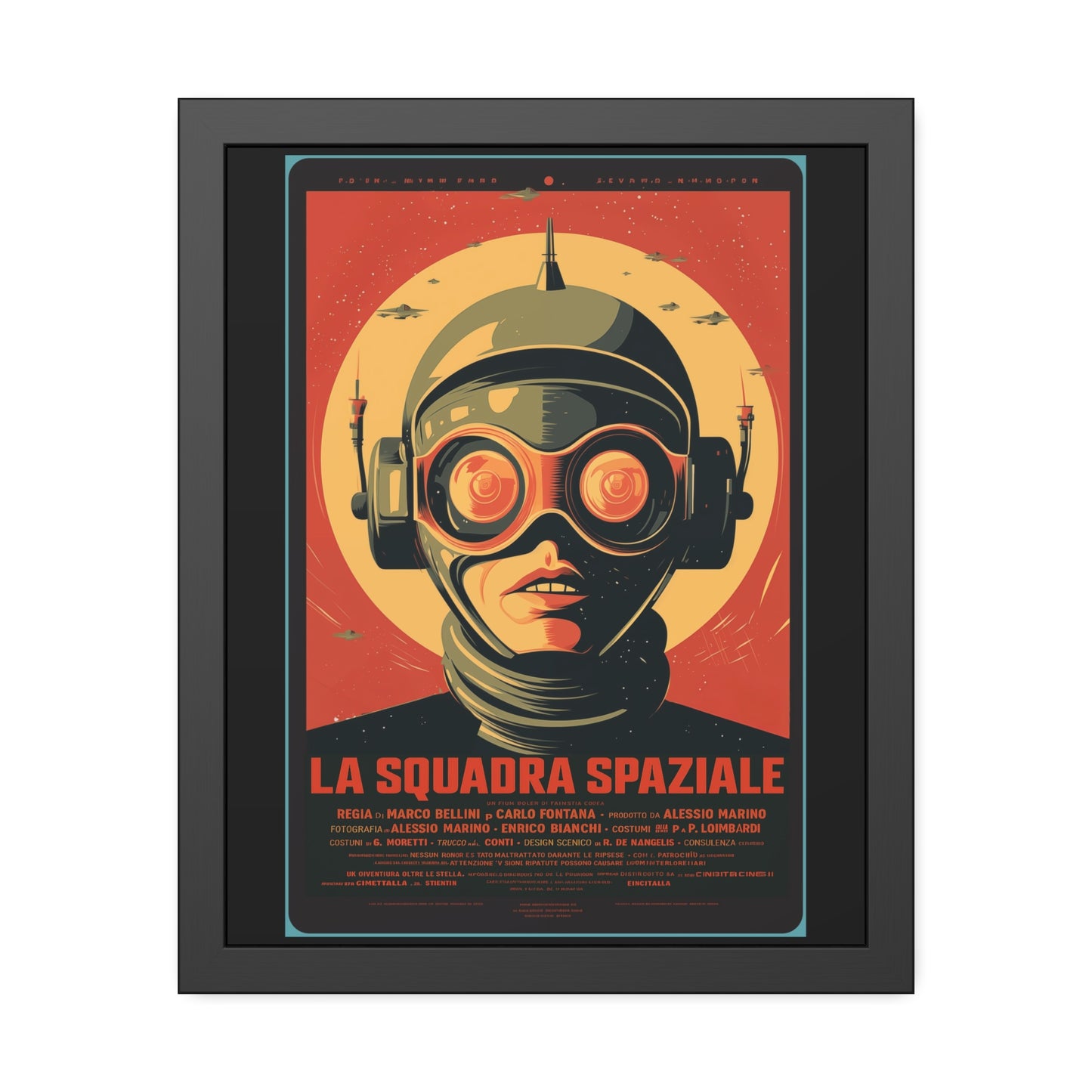 Framed Paper Poster — Retro Sci‑Fi 'La Squadra Spaziale' Wall Art