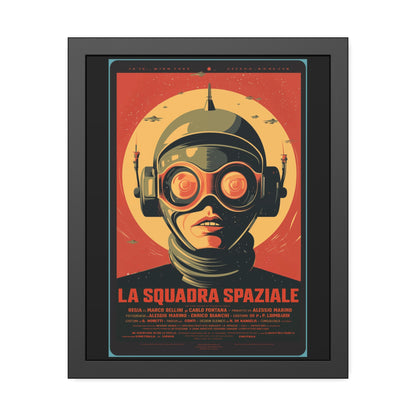 Framed Paper Poster — Retro Sci‑Fi 'La Squadra Spaziale' Wall Art