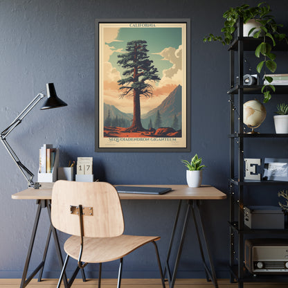 Framed Poster — Vintage California Sequoia Tree Print