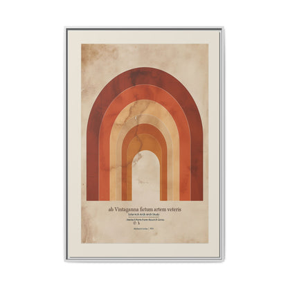 Framed Matte Canvas Wall Art - Retro Rainbow Design