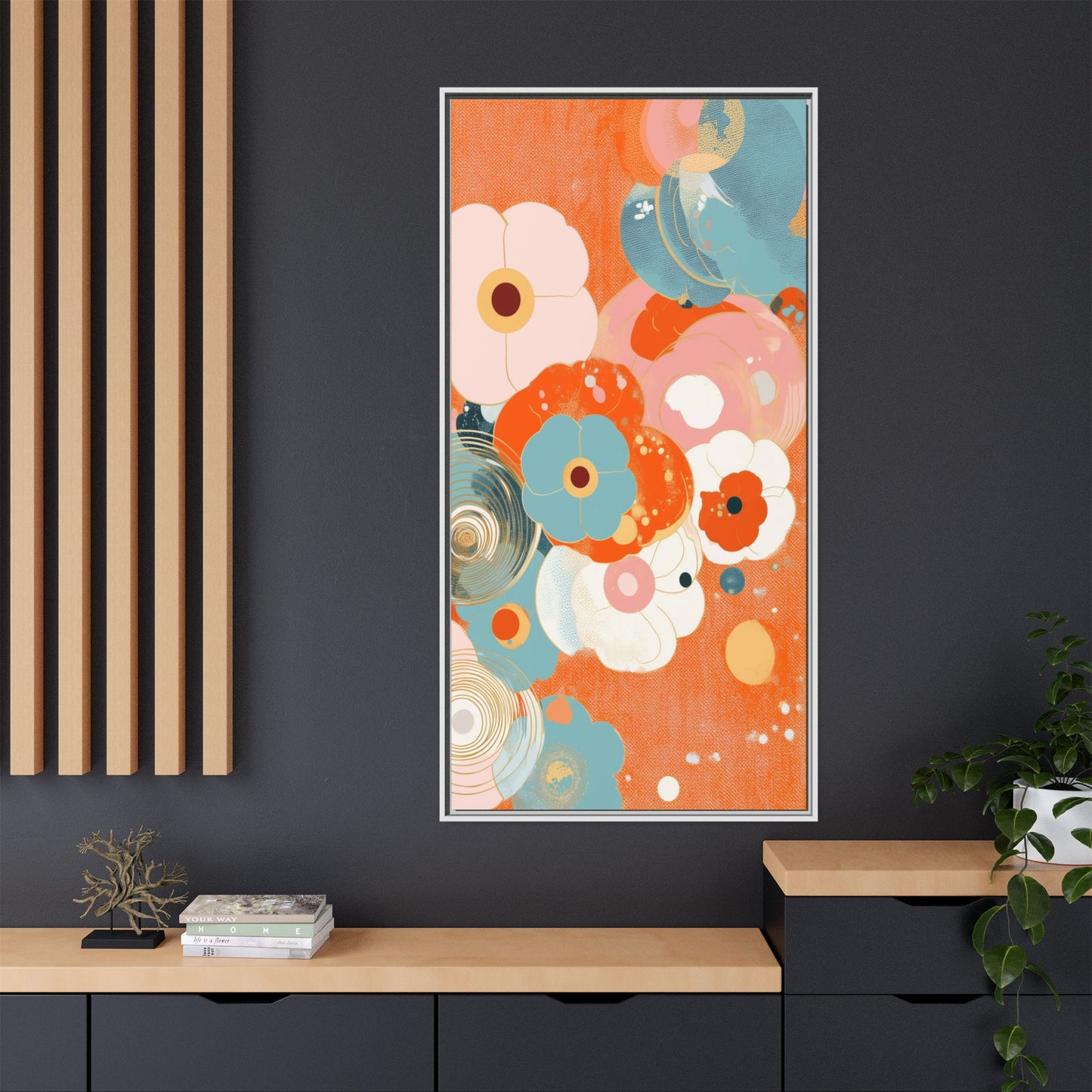 Framed Floral Canvas Art Print — Colorful Abstract Blooms