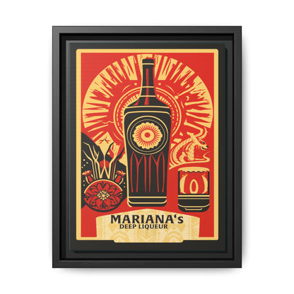 "Vintage Mariana's Deep Liqueur Artwork - Matte Canvas Wall Art with Black Frame" Matte Canvas, Black Frame