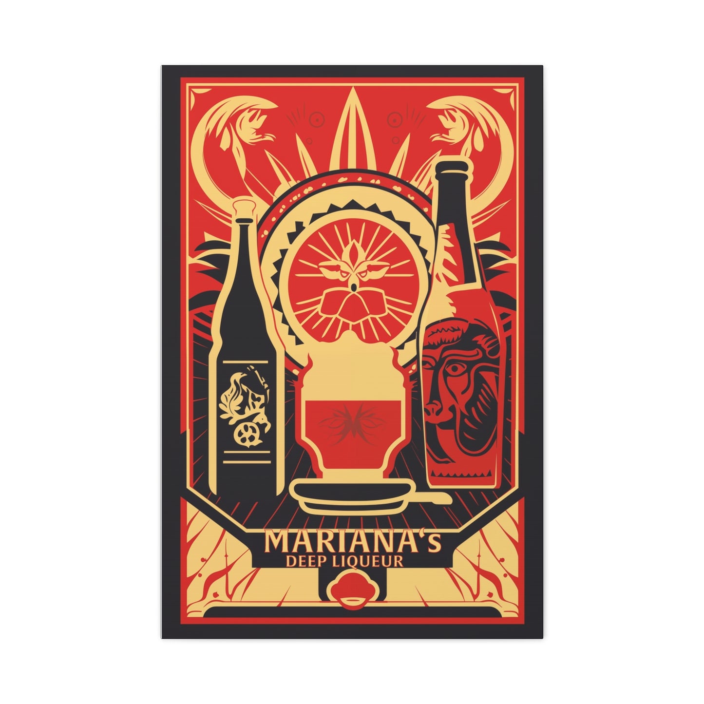 "Vintage Mariana's Deep Liqueur Poster - Frameless Stretched Matte Canvas Wall Art" Matte Canvas, Stretched, 1.25"