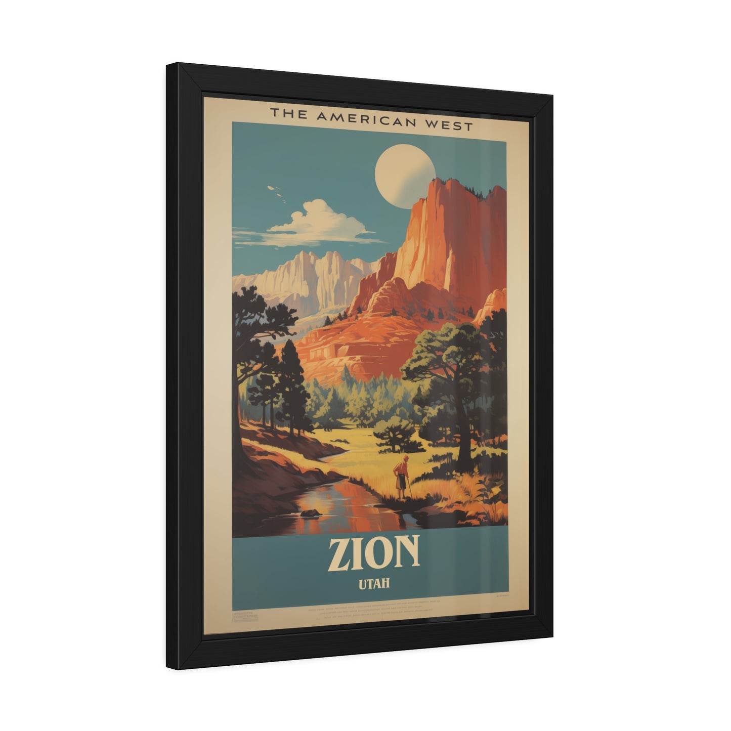 Zion National Park Vintage Travel Poster — Framed Paper Poster