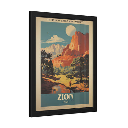 Zion National Park Vintage Travel Poster — Framed Paper Poster