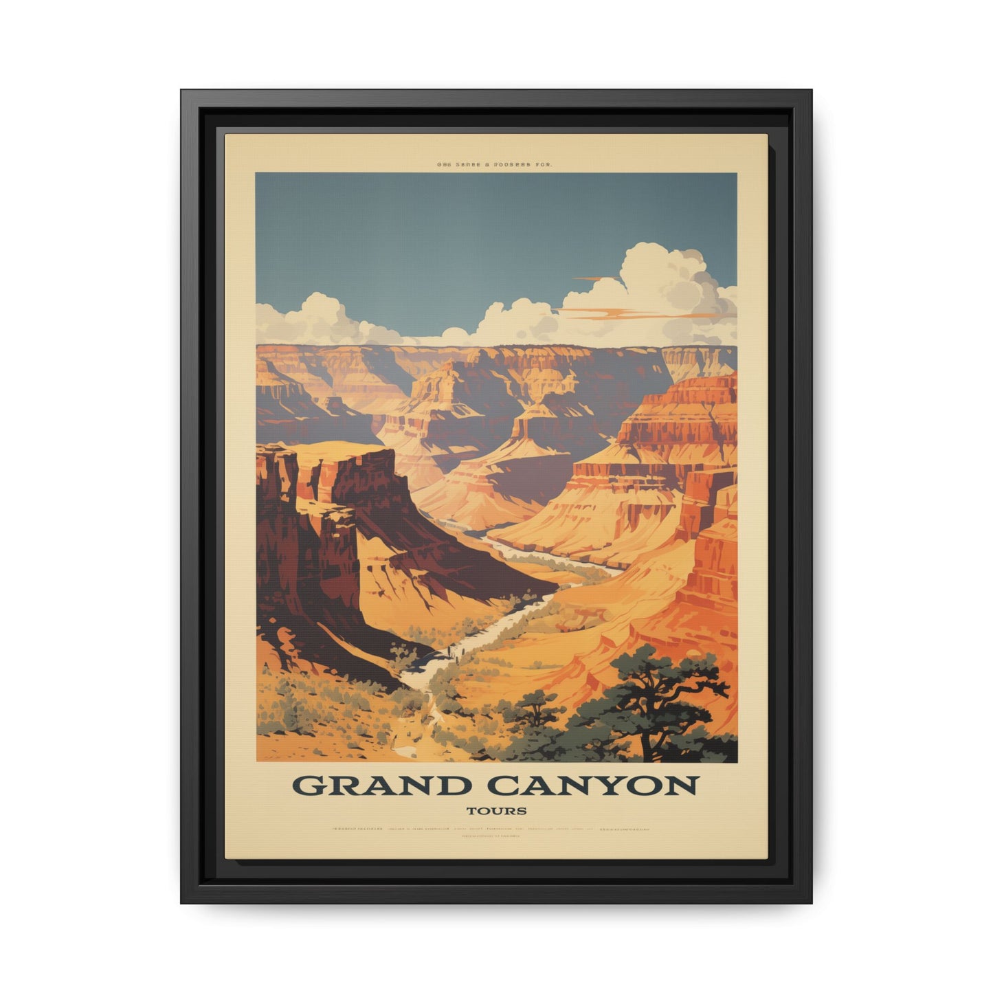"Vintage Grand Canyon Scenic Tours Poster - Matte Canvas Wall Art with Black Frame" Matte Canvas, Black Frame