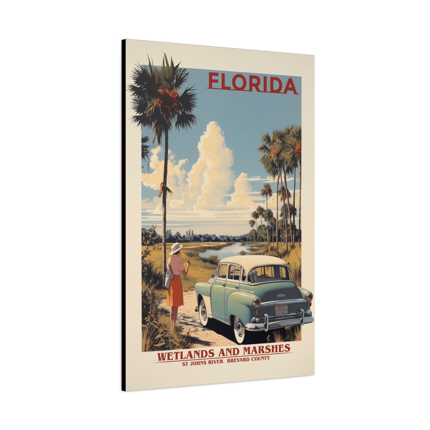 "Vintage Florida Wetlands and Marshes Poster - St. Johns River Matte Stretched Canvas Wall Art" Matte Canvas, Stretched, 1.25"