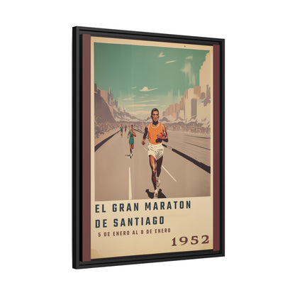 "El Gran Maratón de Santiago – Vintage Marathon Canvas (1952)"Matte Canvas, Black Frame