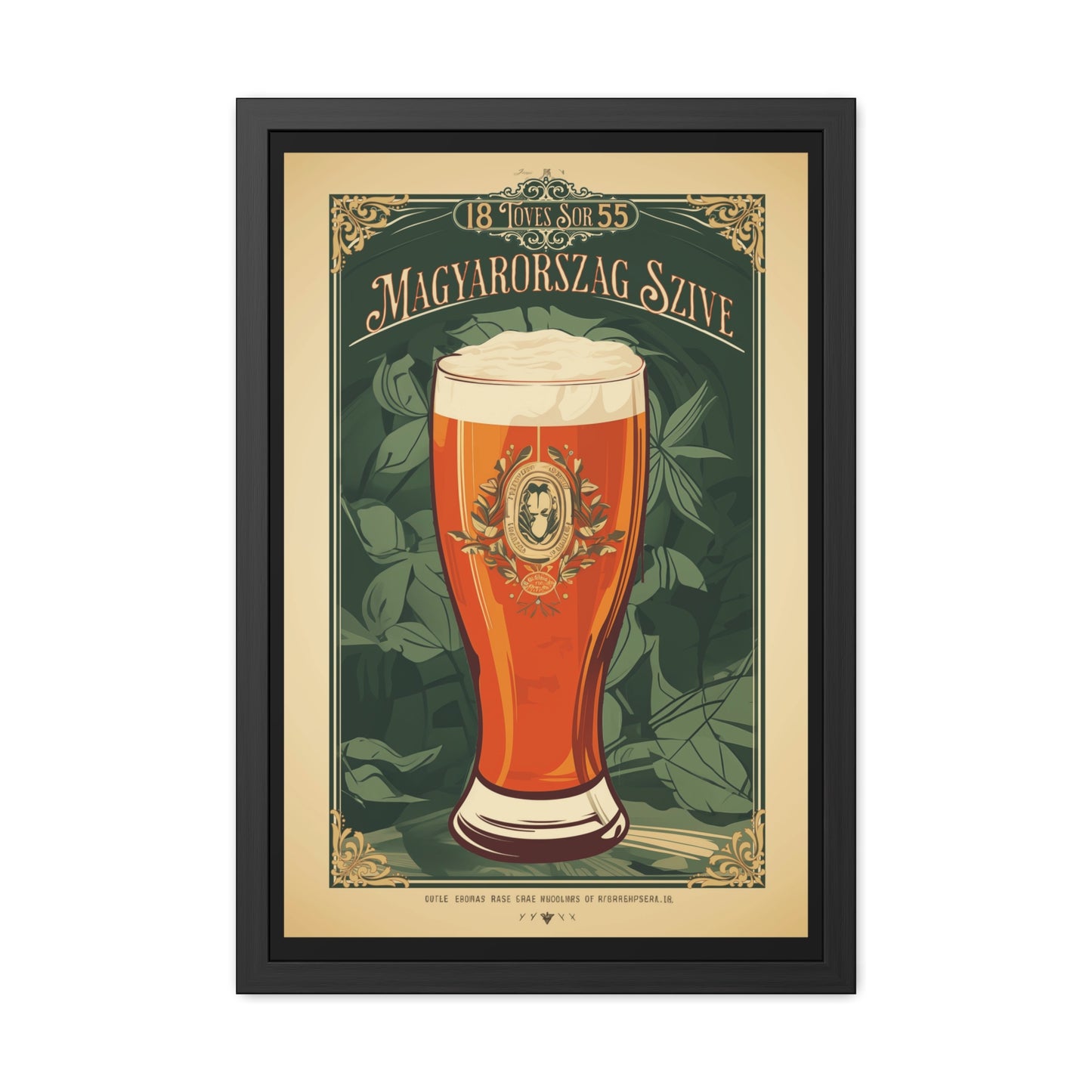 Vintage Beer Poster - Magyarország Szíve (Heart of Hungary) Art Print (Hungarian Language) Framed Posters