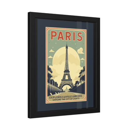 Paris Travel Poster Framed Print — Explorez La Ville Lumière Vintage Wall Art